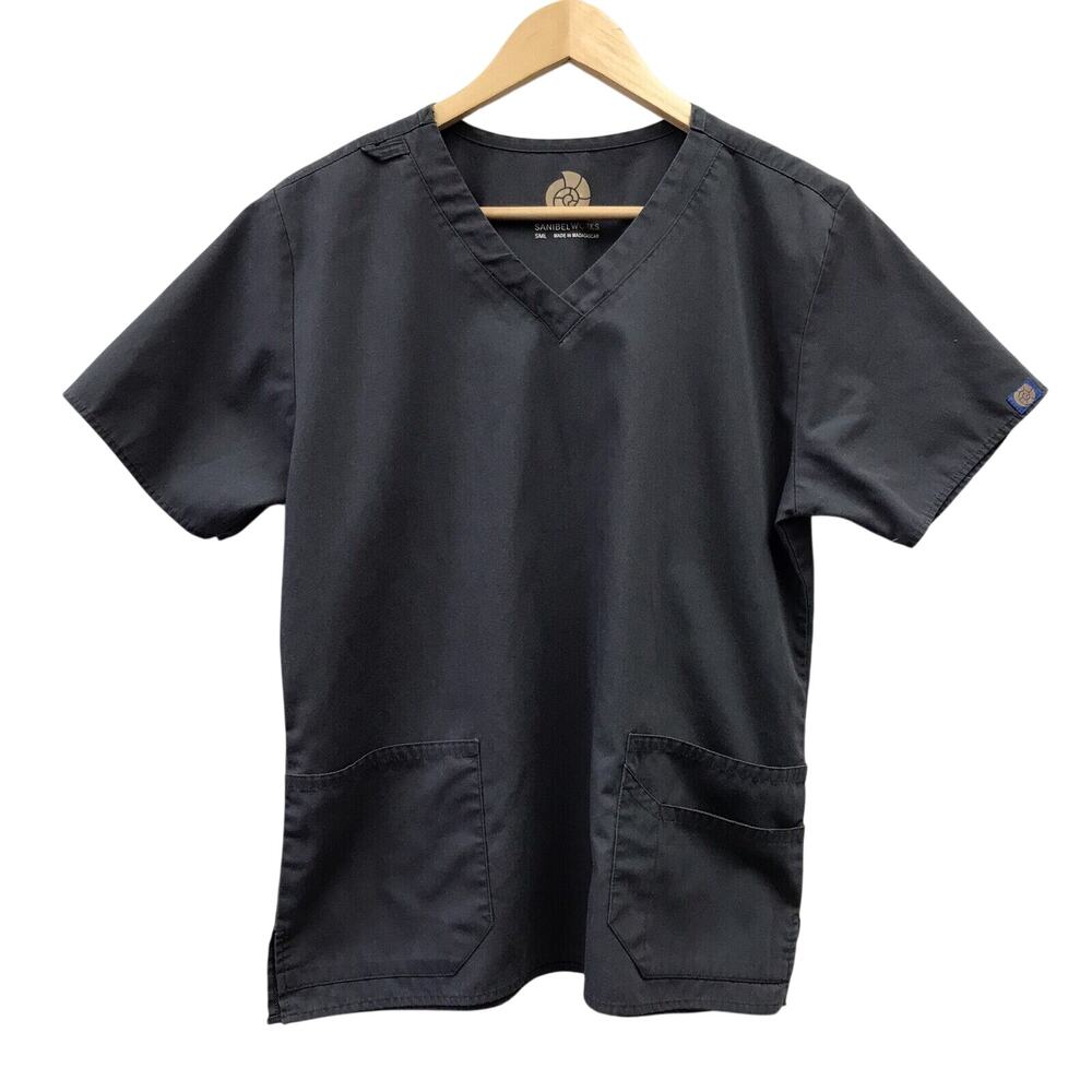 Sanibel Works Scrub Top Womens Small Gray